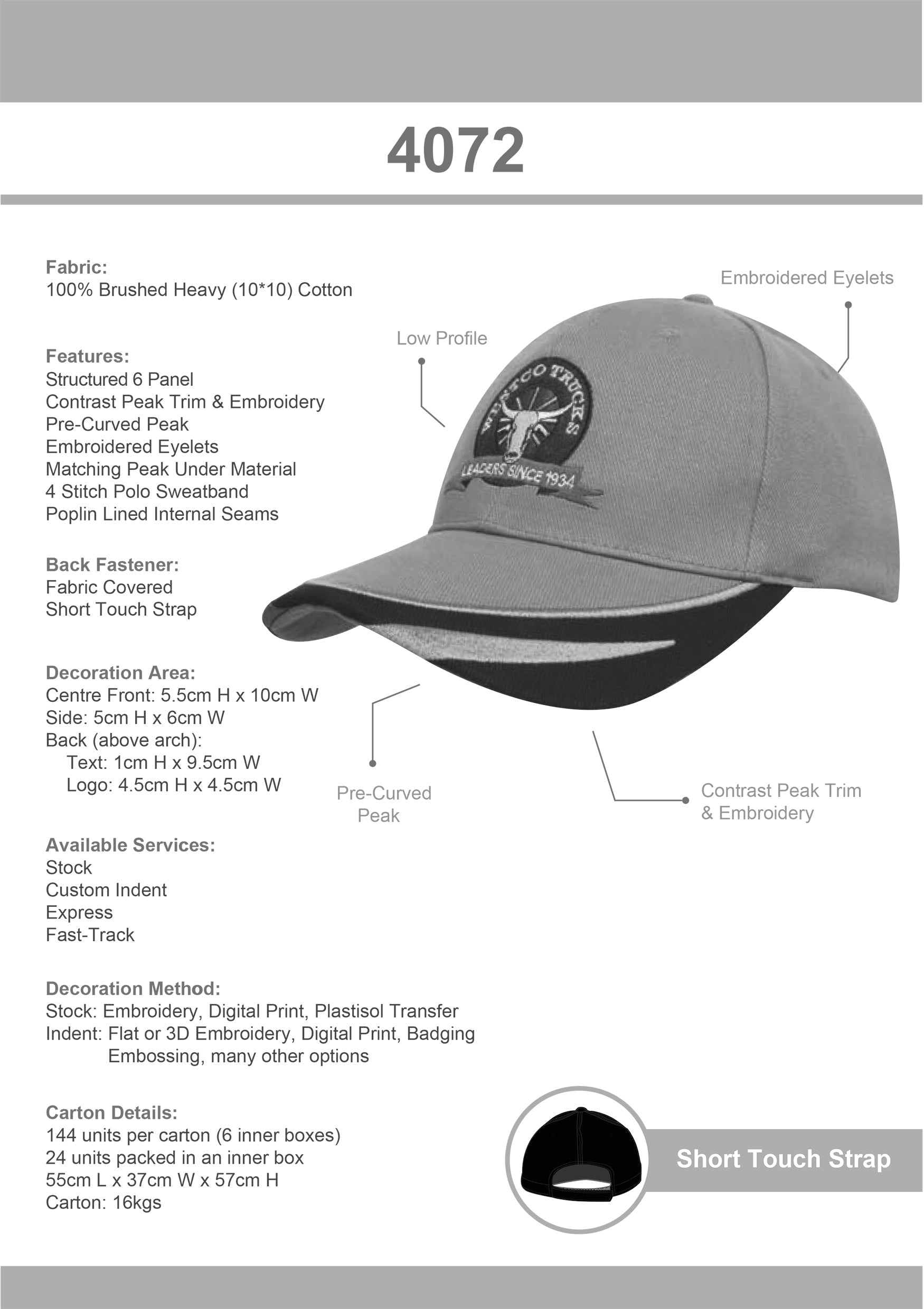 Gray embroidered peak trim cap with Texas Tricks longhorn patch