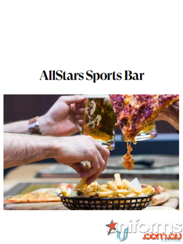 Bar food spread displayed on EMBROIDERY Sophias work uniforms and workwear