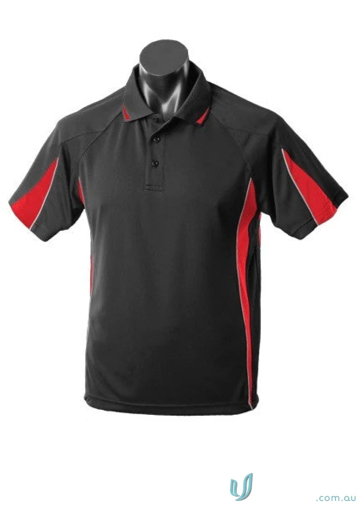 Aussie Pacific 1304 Eureka Polo in Black/Red