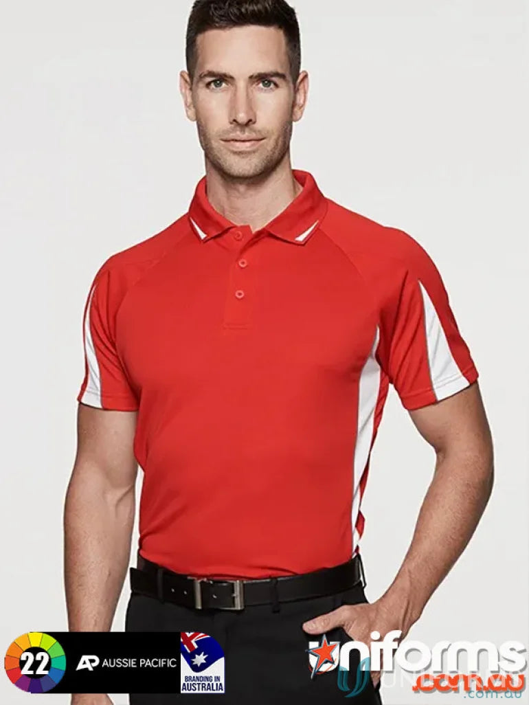 Aussie Pacific 1304 Eureka Polo in Red/White