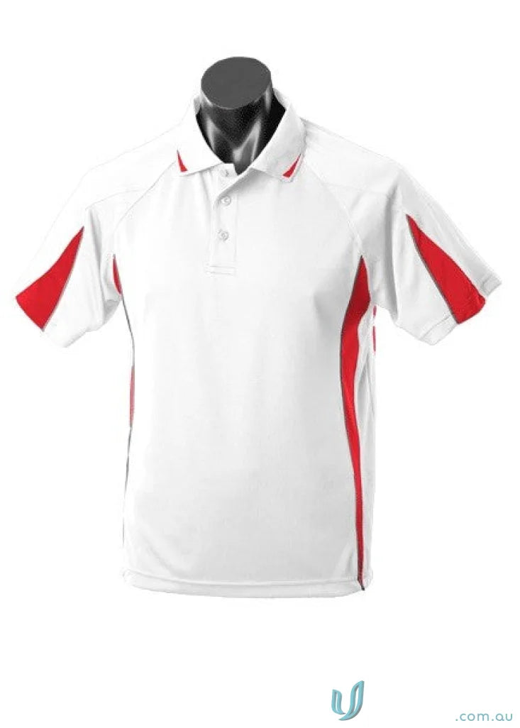 Aussie Pacific 1304 Eureka Polo in White/Red
