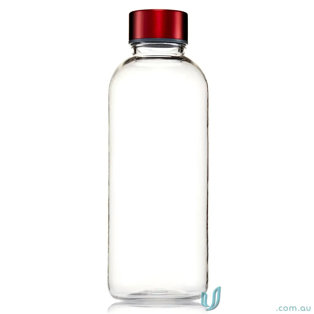 Clear Tritan water bottle with red lid, perfect for your water bottle needs
