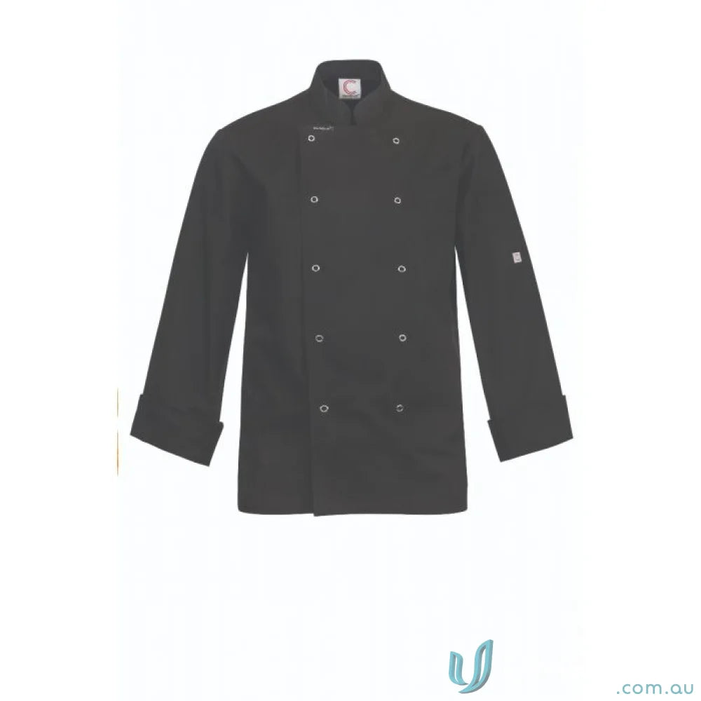 WorkCraft CJ051 Executive Chef LS Jacket With Press Studs in black front product image