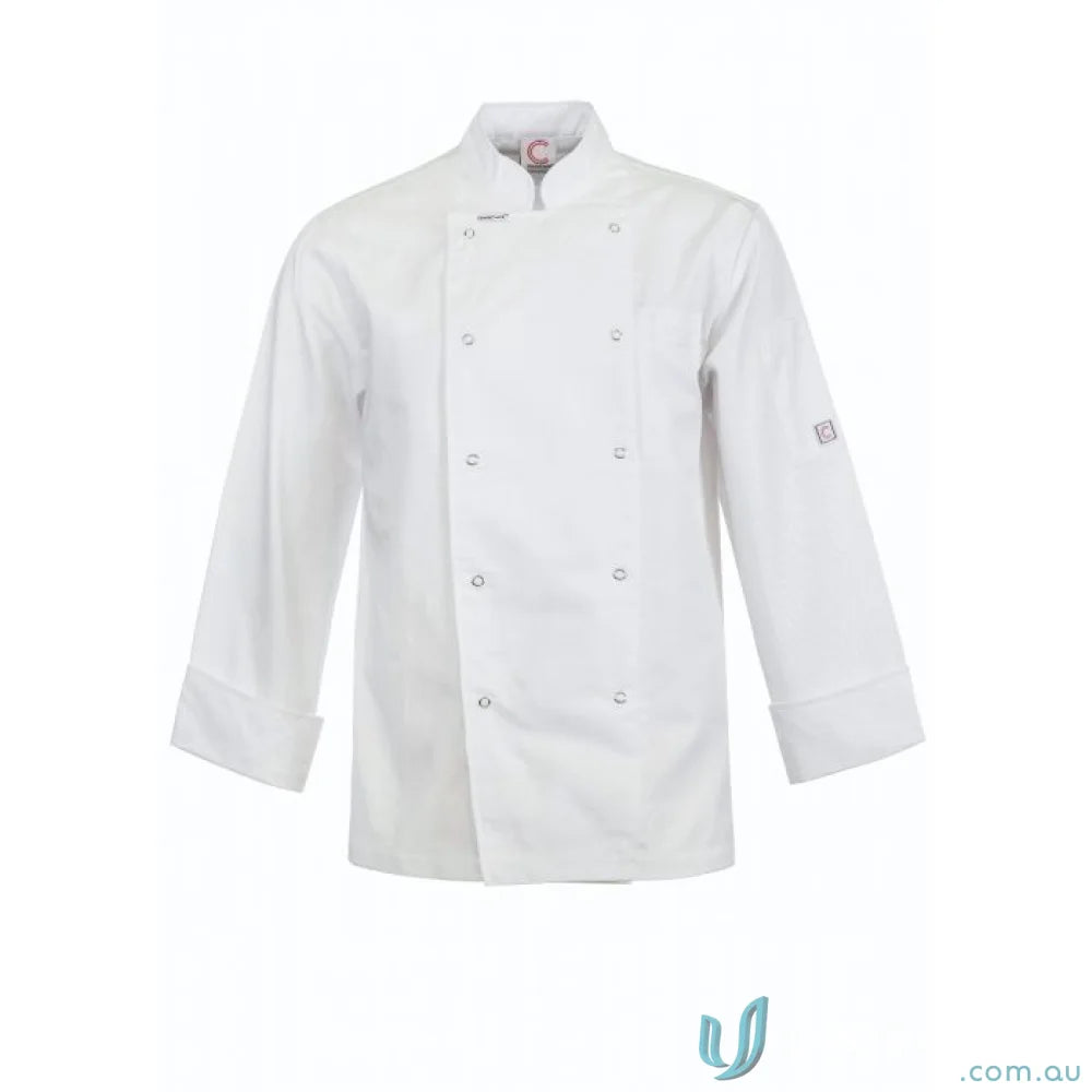 WorkCraft CJ051 Executive Chef LS Jacket With Press Studs in white