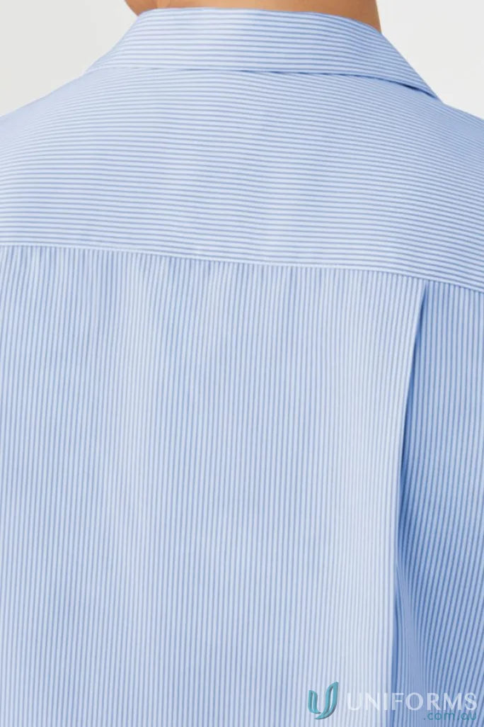 Ezylin Dual Pocket Stripe Shirt mens workwear with light blue and white stripes