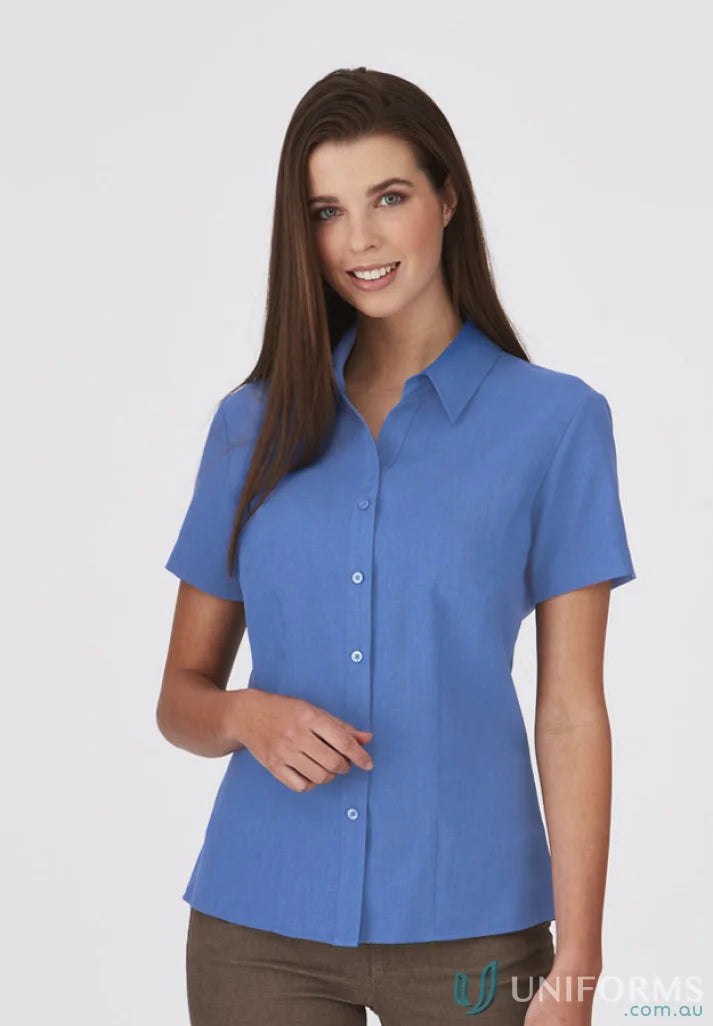 Ezylin Ladies S/S Shirt in blue perfect for workwear and uniforms