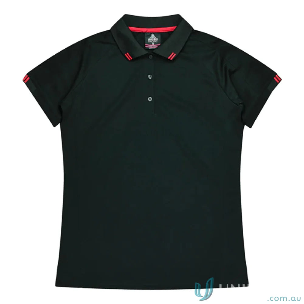 Aussie Pacific 1308 Flinders Polo in Black/Red