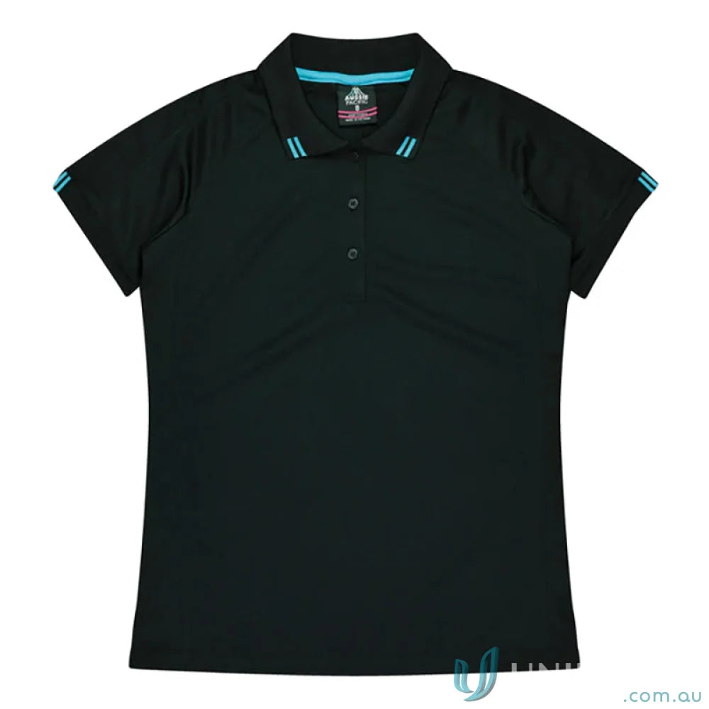 Aussie Pacific 1308 Flinders Polo in Black/Teal