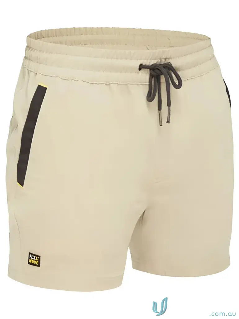 Beige Flx & Move™ 4-Way Stretch Elastic Waist Short made of comfy stretch elastic fabric