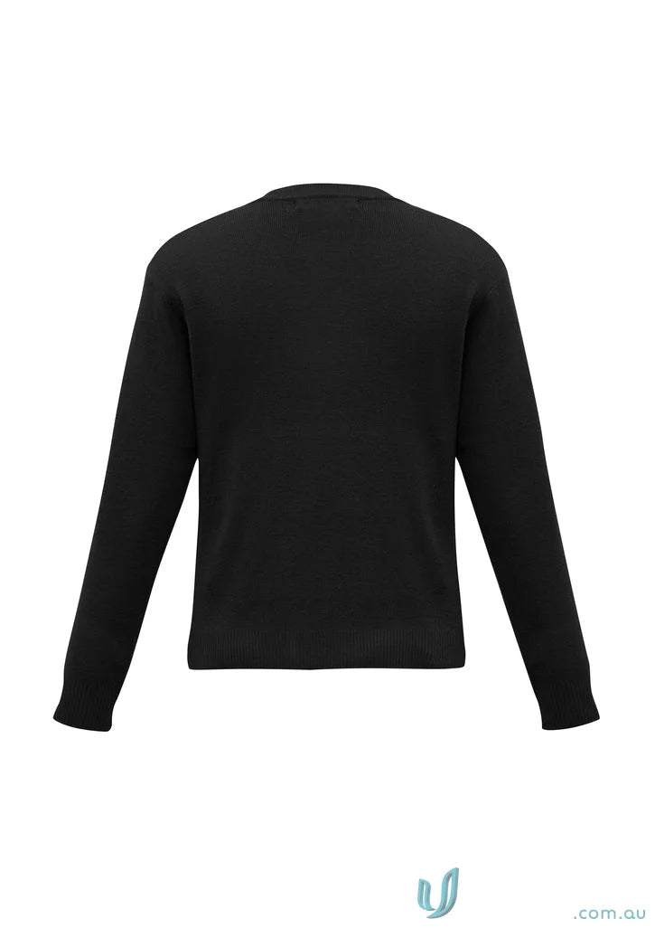 Black long-sleeved sweater from FMV EMB Mens Wool Mix Pullover, perfect for easy care workwear