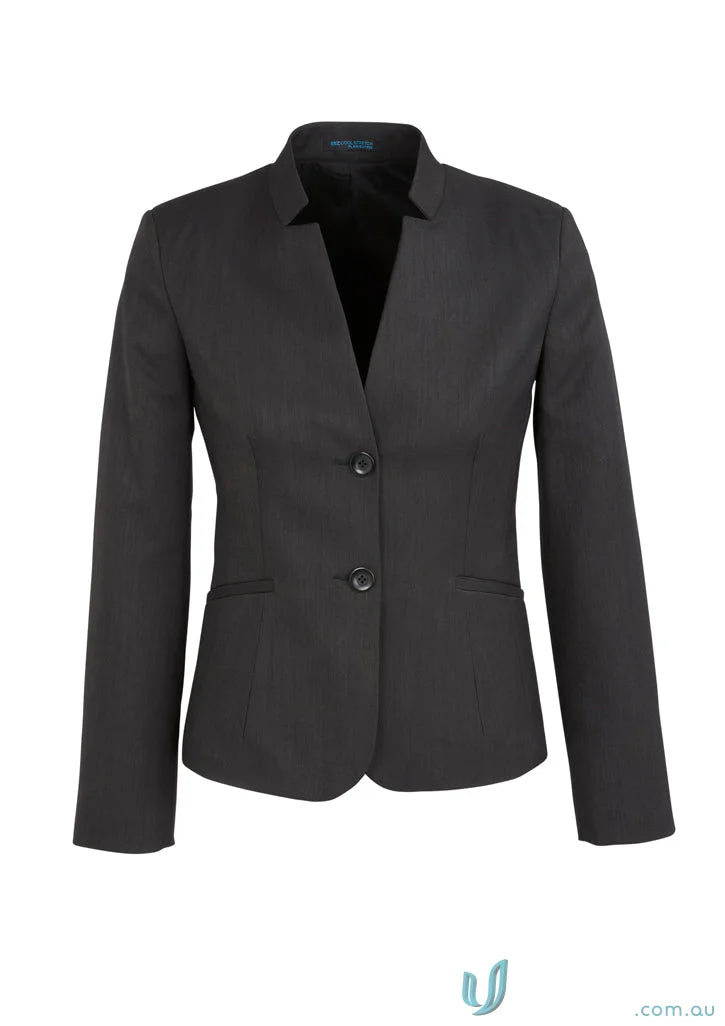 Black women’s business blazer with notched lapel, perfect fit, made from bamboo charcoal fabric