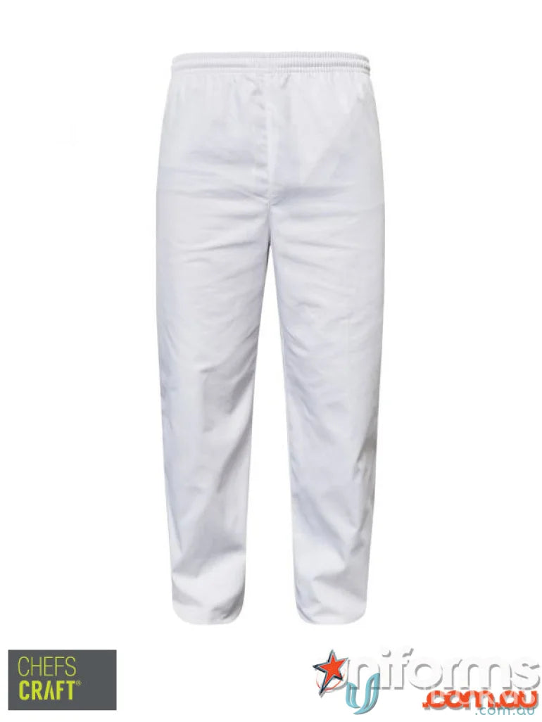 WorkCraft WP3019 Food Industry Elastic Drawstring White Pant in white