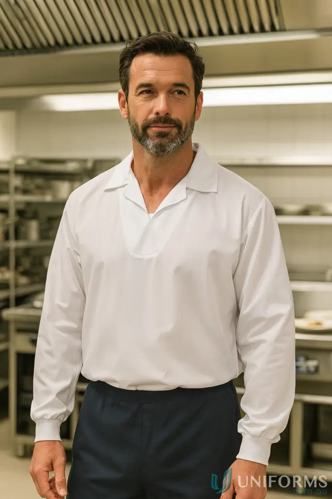 WorkCraft WS3015 Food Industry Jac Shirt Modesty in White front product image