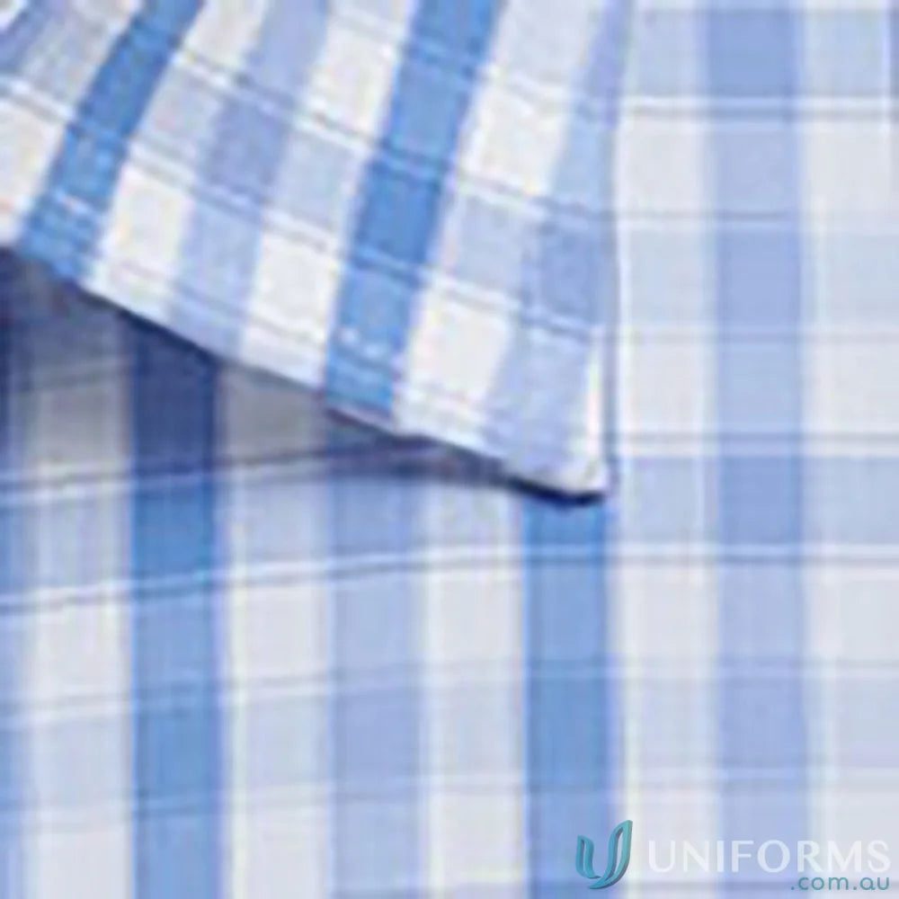 Blue and white plaid fabric for Foxton Tonal Check LS Shirt made with silk protein