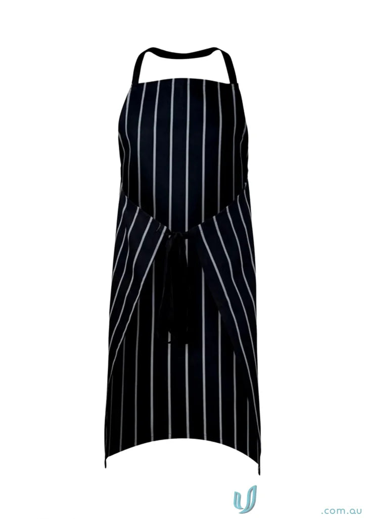 WorkCraft CA005 Full Bib Cafe Stripe Apron in Black/White