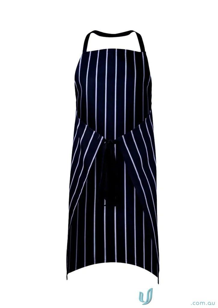WorkCraft CA005 Full Bib Cafe Stripe Apron in Navy/White