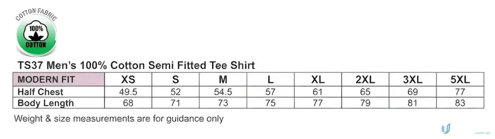 T-shirt size chart for Full Colour Print Ladies Semi Fit Tee made of combed cotton perfect for uniforms and workwear