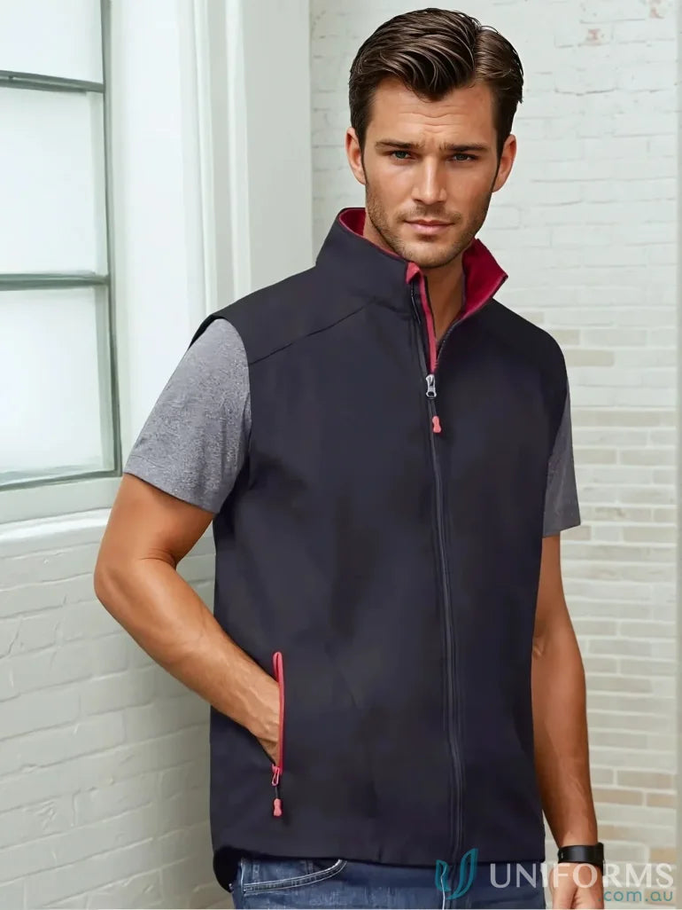Mens dark blue Gainsford Softshell Vest from Geneva Softshell Vest J404M collection mens