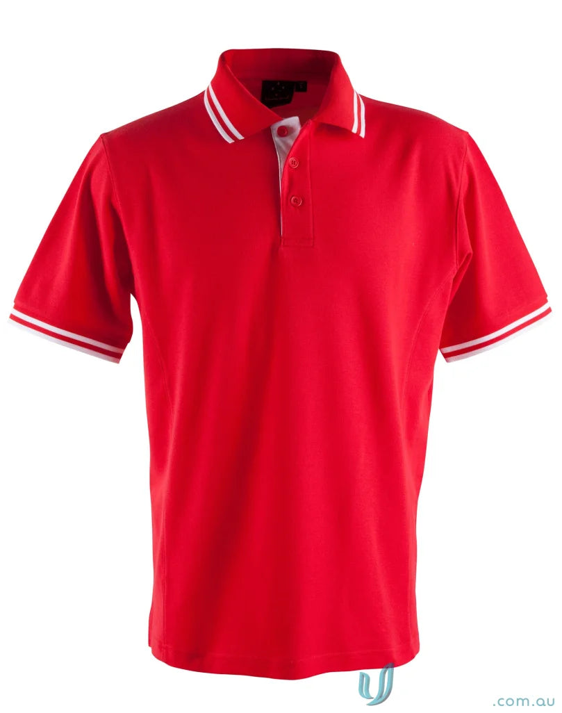 Grace Polo red polo shirt with white trim, perfect truedry pique short sleeve polo PS65 style