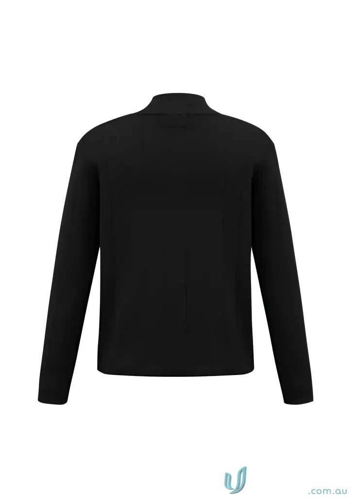 Black long-sleeved turtleneck shirt in zip merino rich pullover made from premium fabric