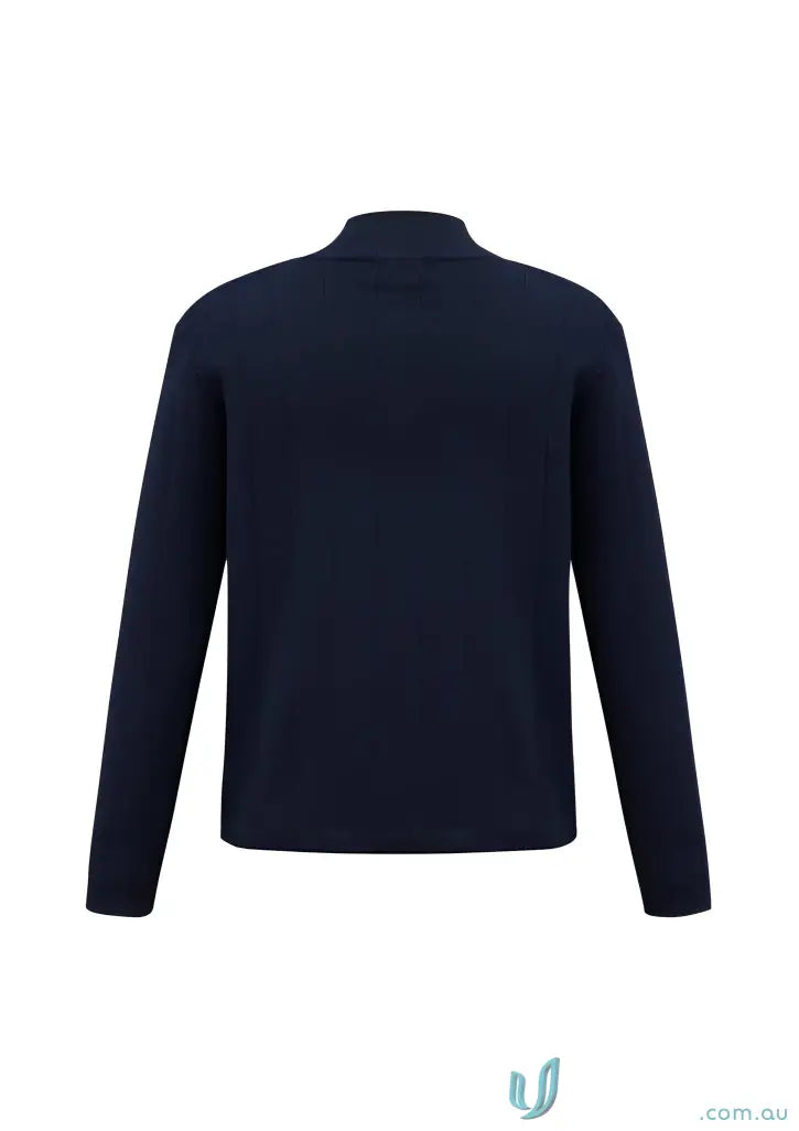Navy blue zip merino rich pullover in premium fabric, long-sleeved collared shirt style
