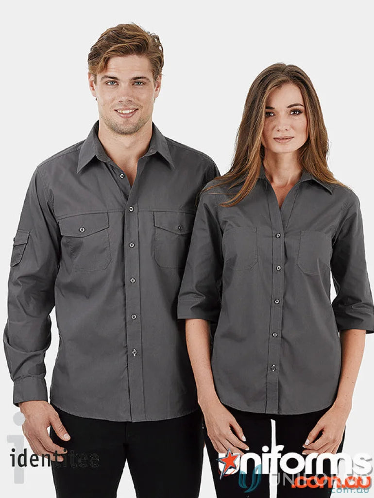Matching gray work shirts from Harley L/S Shirt perfect for uniforms and workwear