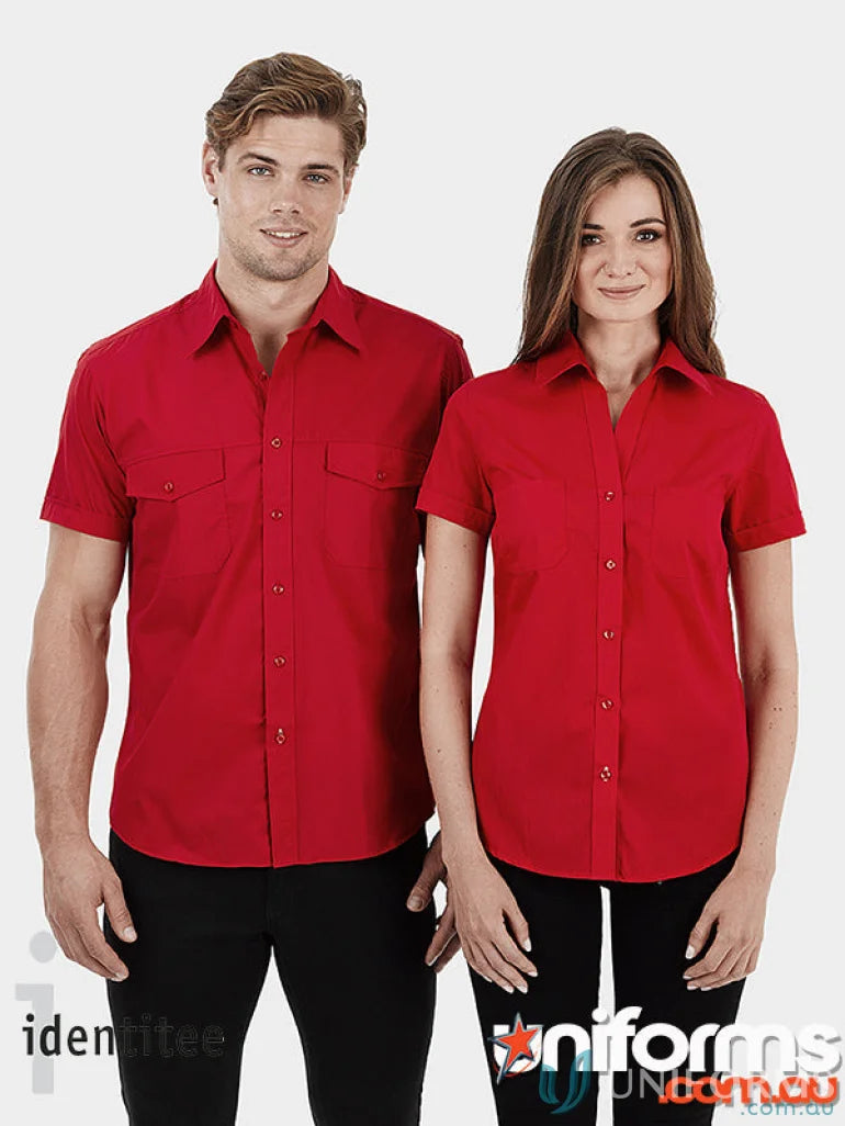 Matching red Harley SS shirt for uniforms and workwear, cool short-sleeved style
