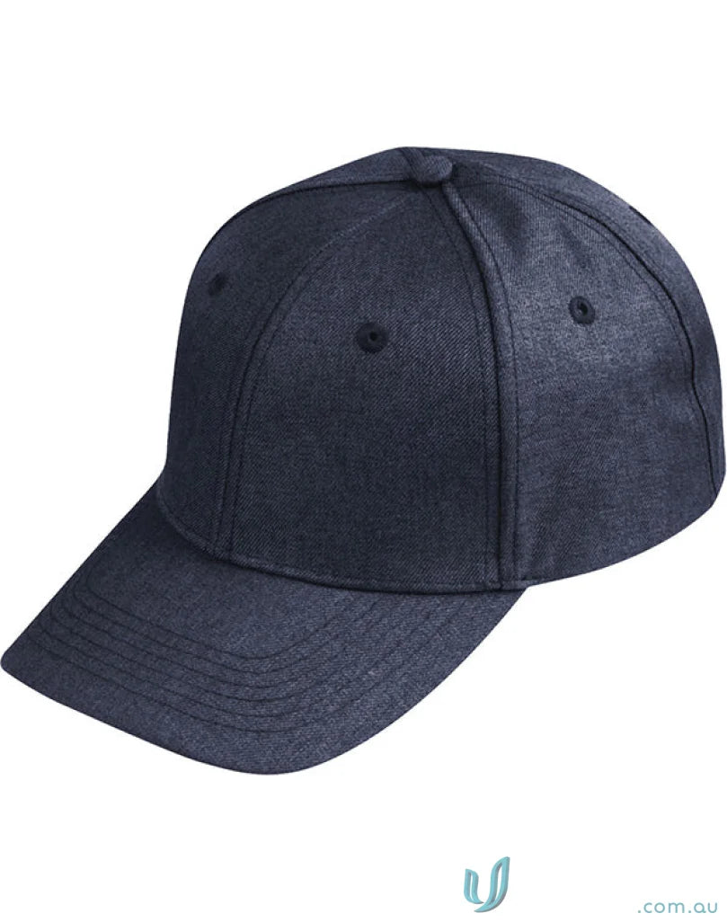Dark blue Heather Cap with short crossover velcro and easy size adjustments for a comfy fit