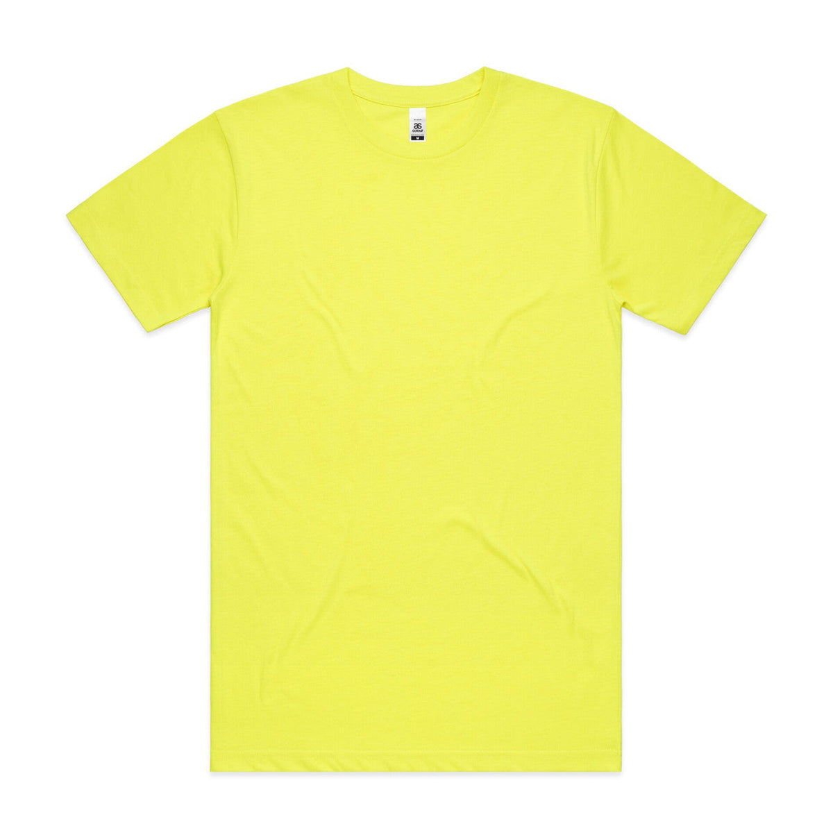 Neon yellow t-shirt with short sleeves and a crew neck.