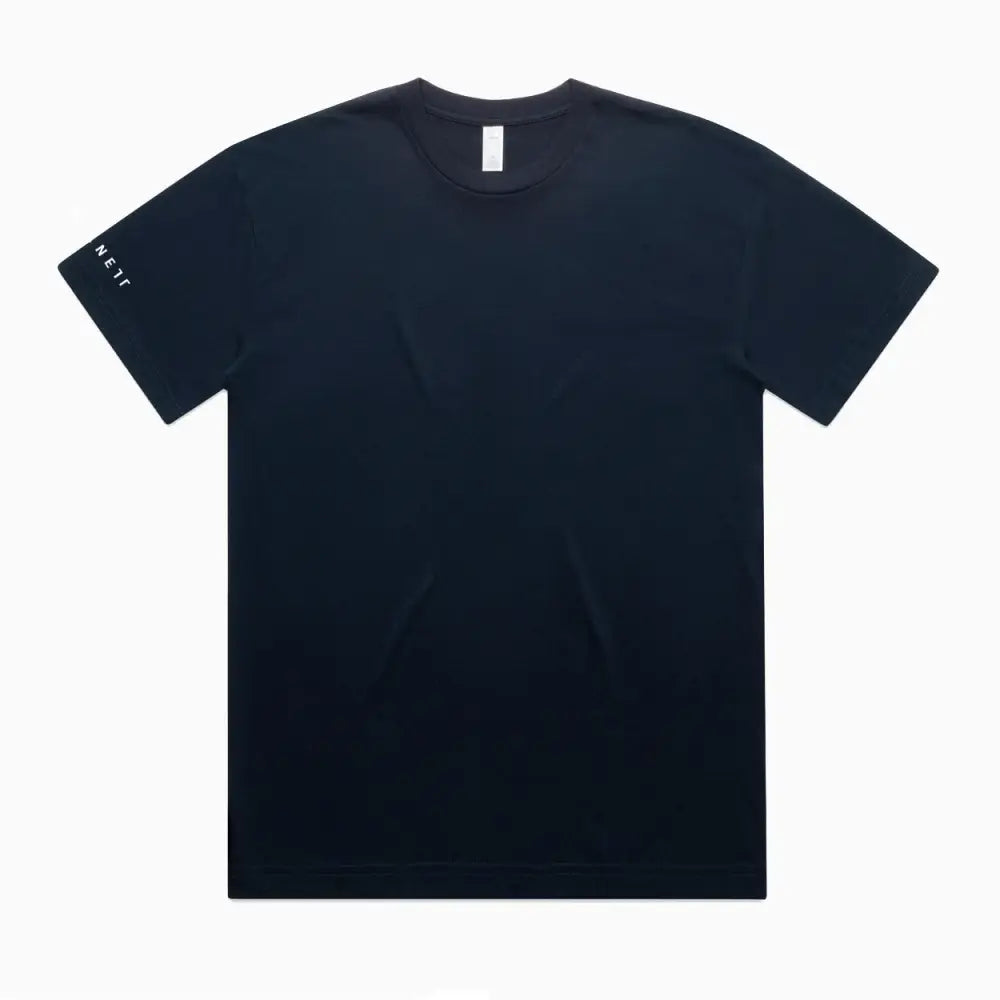 Black hike oversize tee with short sleeves and subtle white nett logo on left sleeve perfect for work uniforms