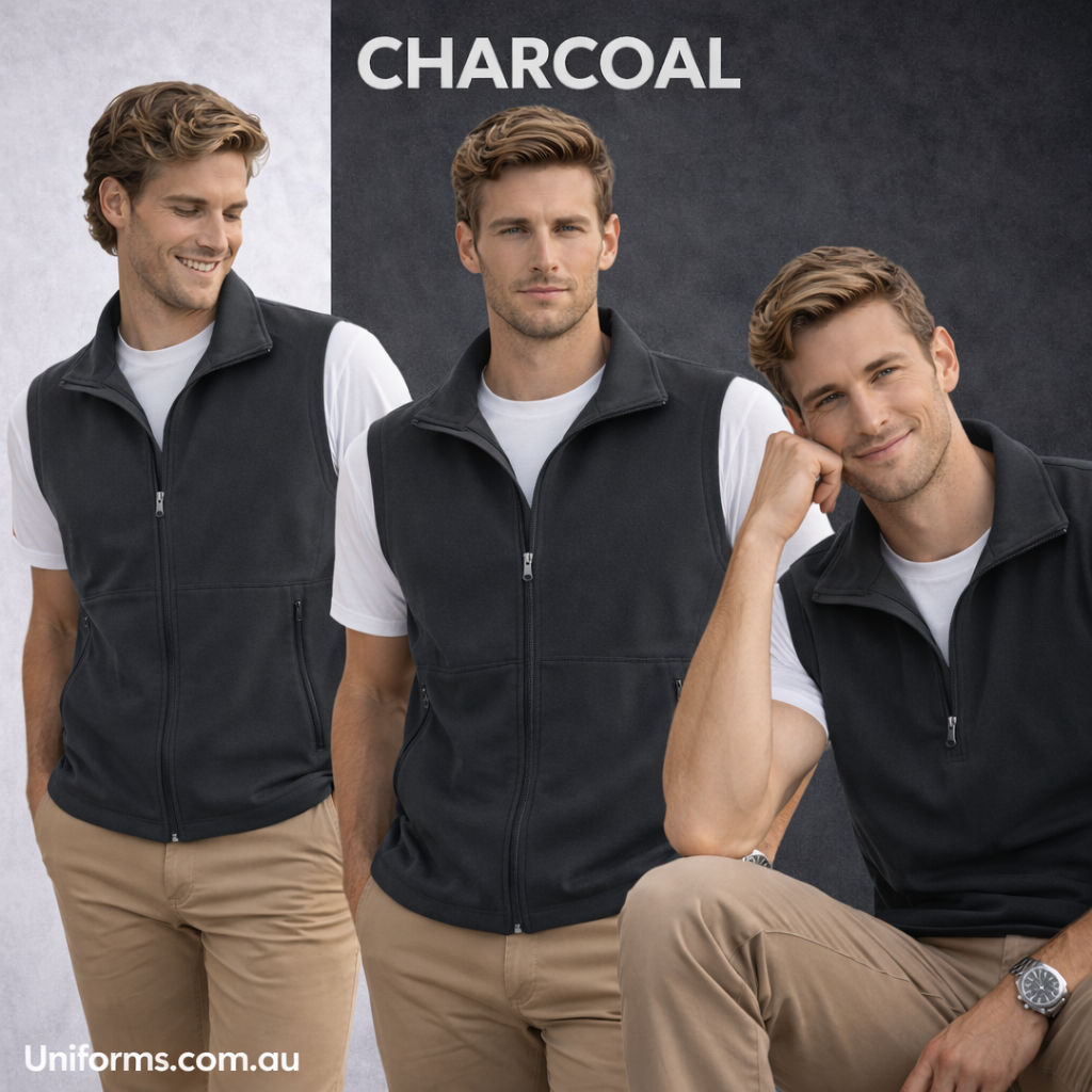 Jk25 mens softshell hi-tech vest charcoal zip-front fleece with pockets