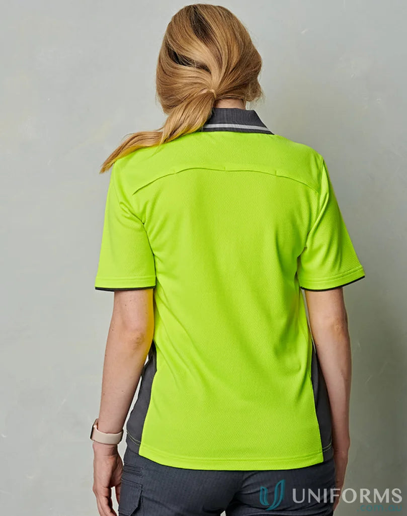 High-vis bamboo charcoal vented polo shirt for visibility and breathability