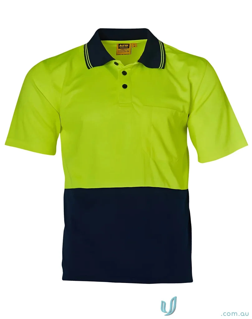 Two-tone short-sleeved polo shirt from HiVis CoolDry Polo for enhanced safety and winning spirit hivis