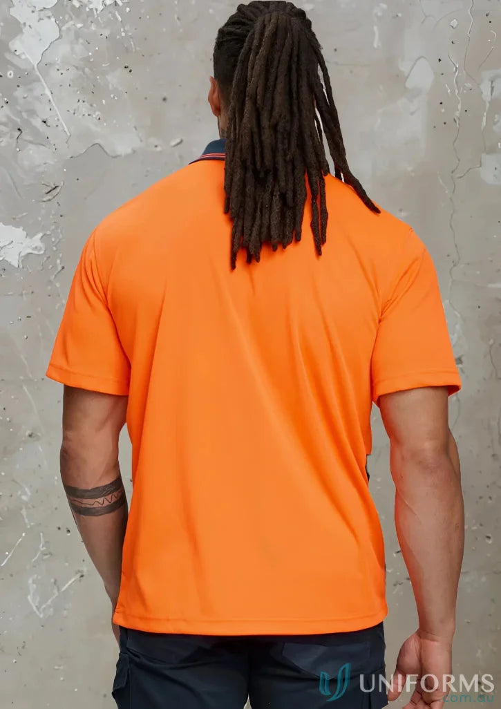 Orange short-sleeved hivis cooldry polo shirt from Winning Spirit Hivis for enhanced safety