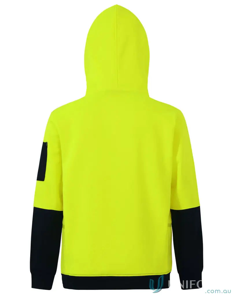 Bright yellow and black HiVis Water Resistant Fleece Hoodie SW91 for outdoor use