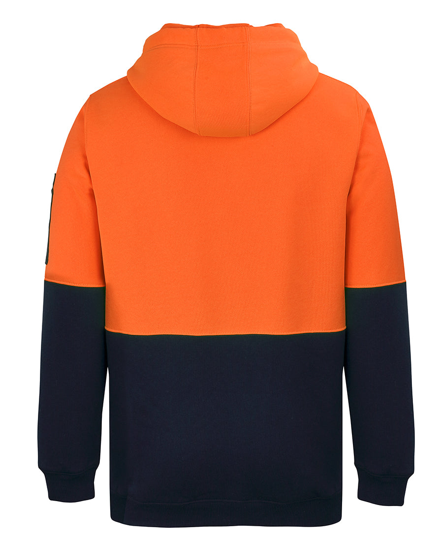 Bright orange navy hiviz half zip fleece hoodie for work uniforms