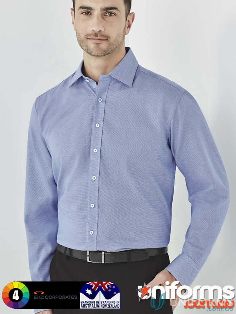 Mens Hudson Cotton LS Shirt in relaxed fit with long sleeve, blue dress shirt