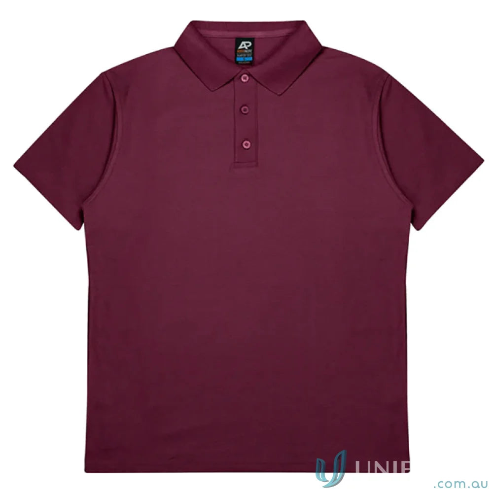 Maroon short-sleeved pique knit Polo shirt from Hunter Adult Uniforms Workwear collection