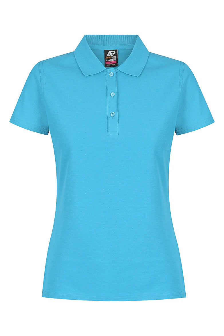 Turquoise short sleeve Hunter Polo in cotton pique knit