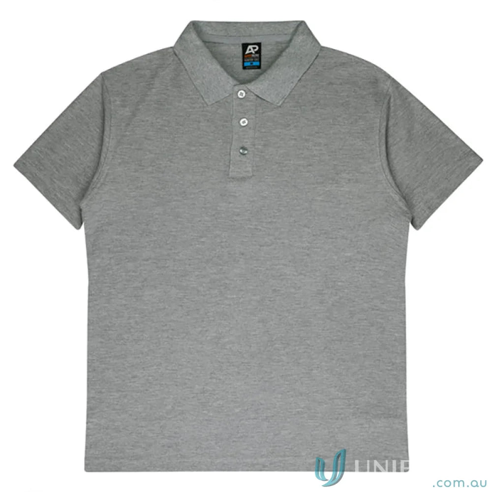 Heather gray Hunter Polo shirt in pique knit, perfect for uniforms or casual wear