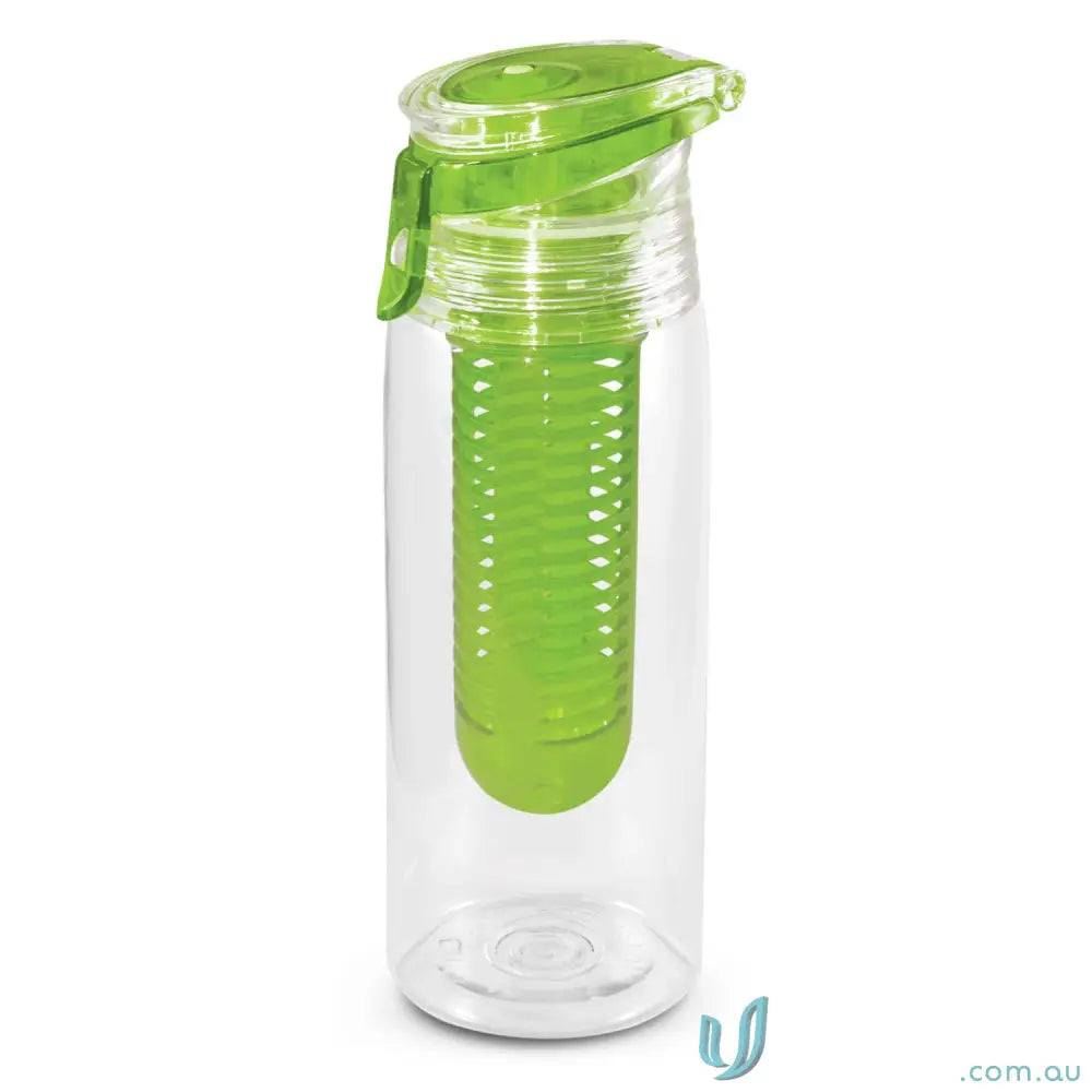 Clear water bottle with green infuser from Infusion Water Bottle 750ml Tritan for workouts