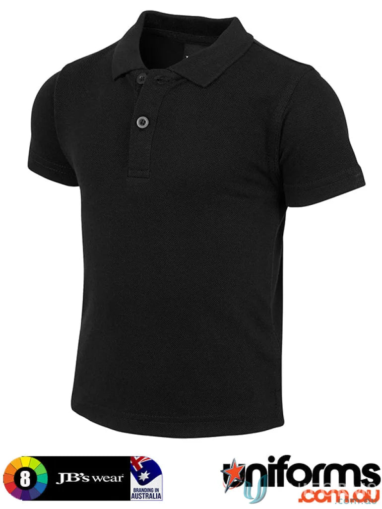 Black JB Infant 210 Polo with herringbone tape, perfect for uniforms and workwear