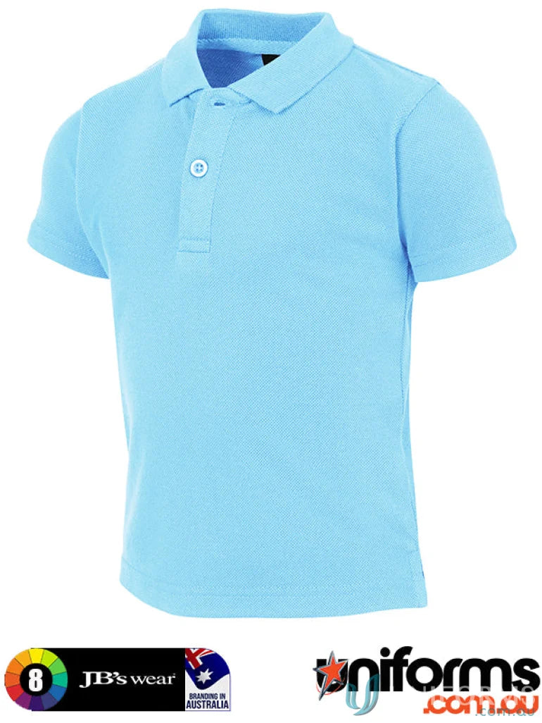 Light blue JB Infant 210 Polo with herringbone tape, perfect for uniforms or workwear