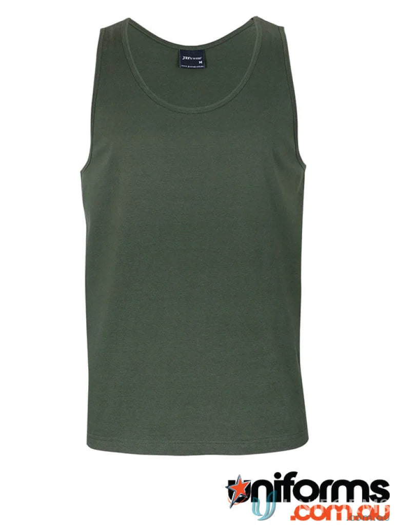 Olive green JBs Adults Singlet in ring-spun jersey knit for all-day comfort