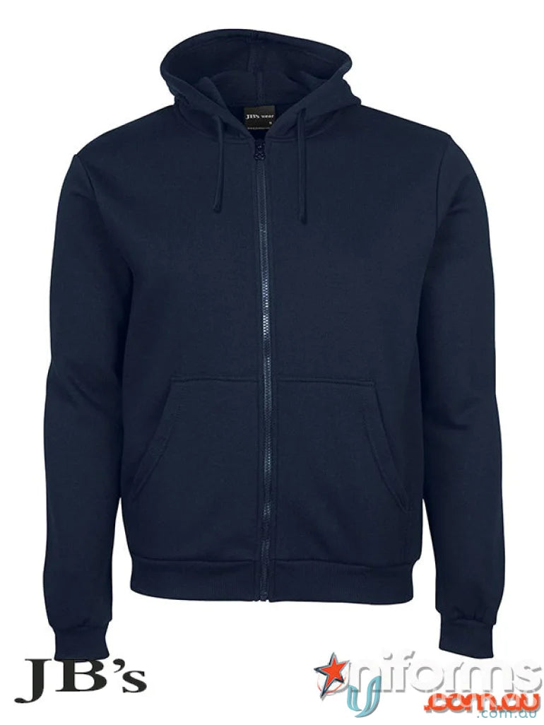 Navy blue JBs Adults Zip Hoodie in urban fit, perfect for casual style
