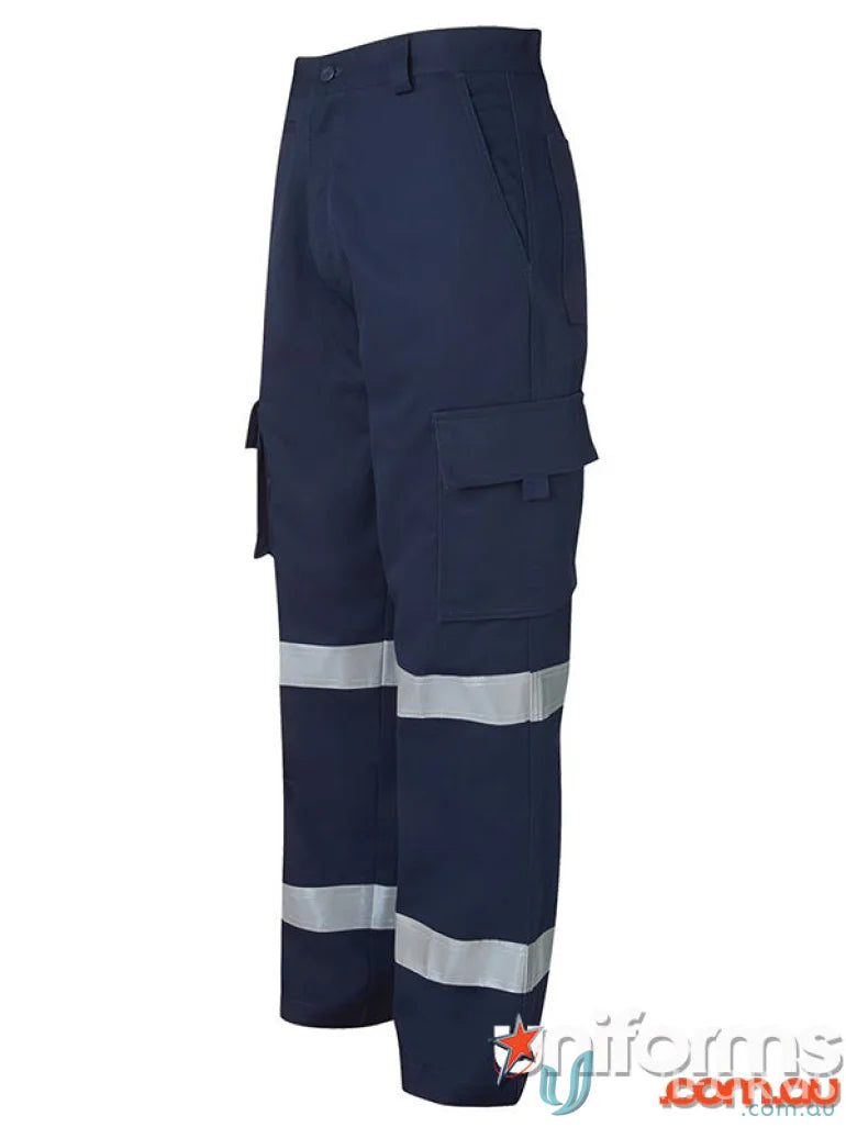 Navy blue JB’S Bio Motion Pants with reflective tape and pocket bag for work uniforms