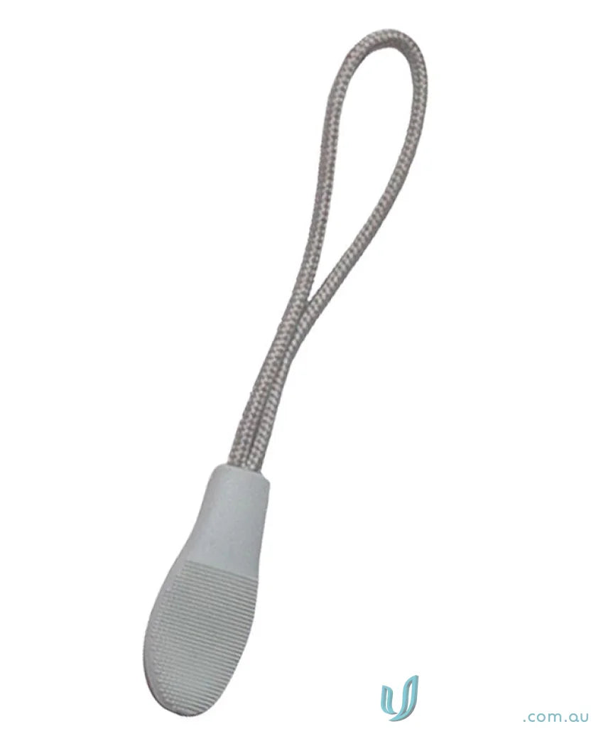 Light gray JB’s Changeable Zip Puller with textured grip and looped cord for easy use