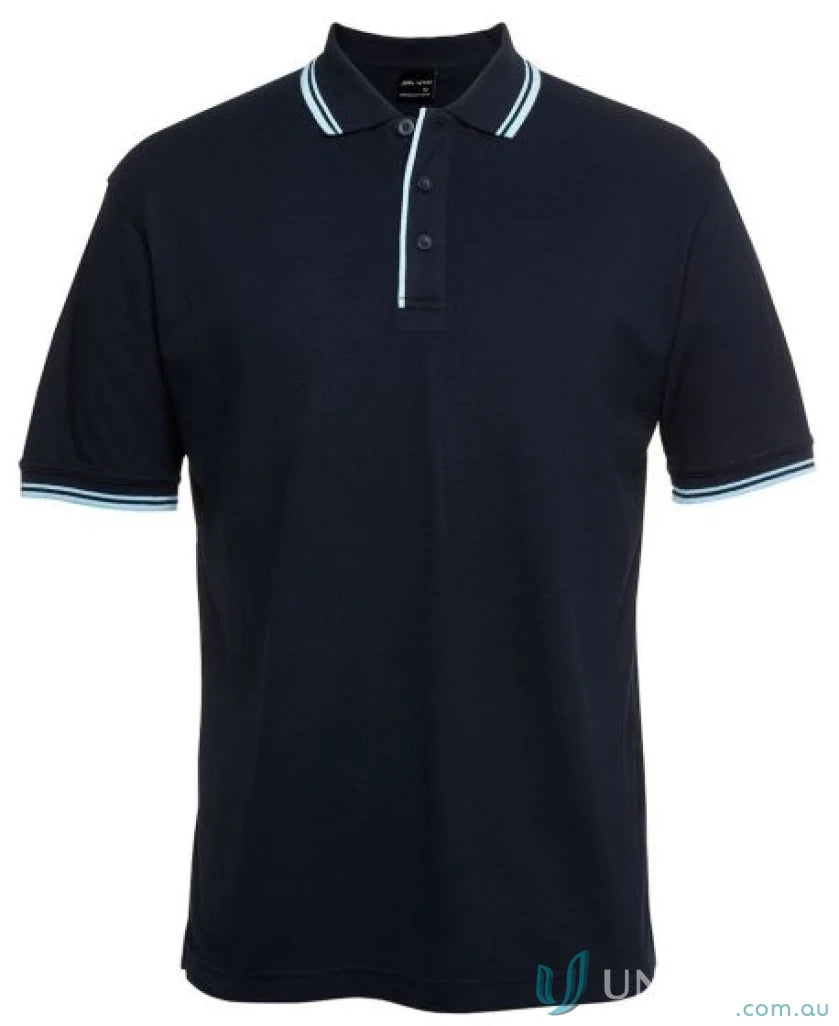 Navy blue Jbs Contrast Polo in pique knit fabric with striped trim, sun protection style