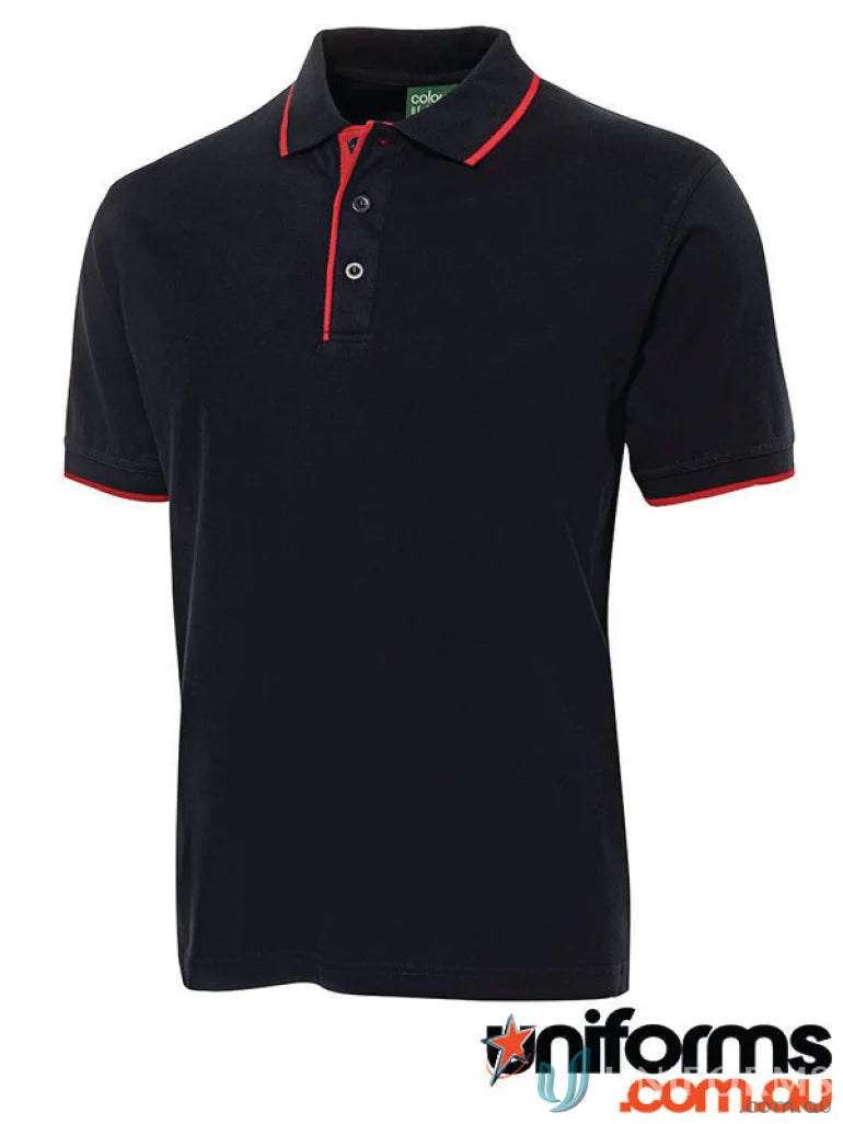 JBs Cotton Tipping Polo with UPF protection and red trim for a stylish look