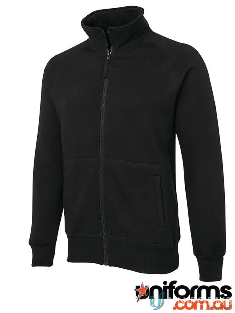 Black zip-up sweatshirt with zip fleecy s3ff, cvc fleece elastane hem, urban fit